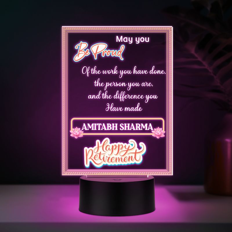 Personalized Happy Retirement LED Night Lamp Custom with Name 7 Color Changing Light  Retirement Gift for Teacher, Mom, Dad, Colleagues, Boss